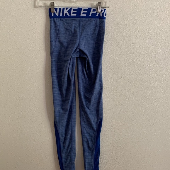 Nike Pro heathered blue and mesh panel leggings size fs - Picture 3 of 6